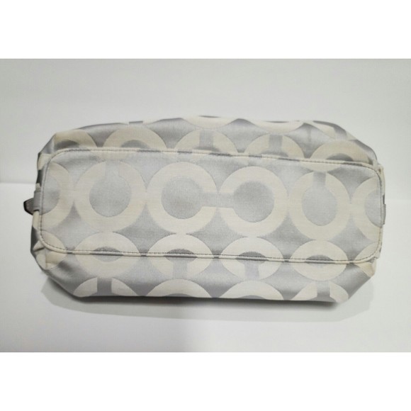 Authentic Coach Women Signature Logo Canvas Satchel Grey Fabric Silver Hardware - Picture 7 of 13